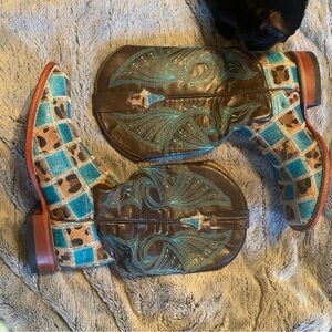 Ferrini Turquoise and Leopard Women's Boots look at pics and read!